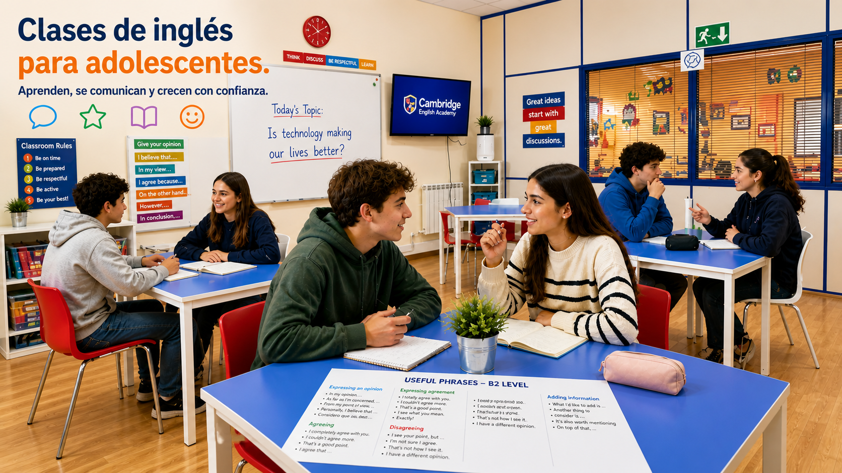 Clase de inglés para jóvenes en English Works
