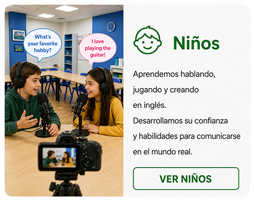 Niños aprendiendo inglés con actividades comunicativas