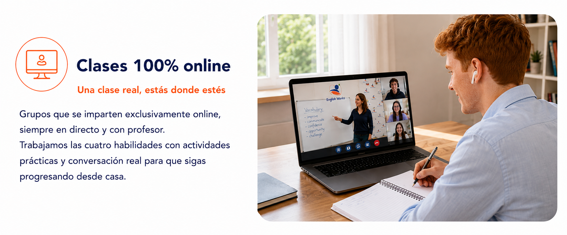 Clases cien por cien online siempre en directo y con profesor
